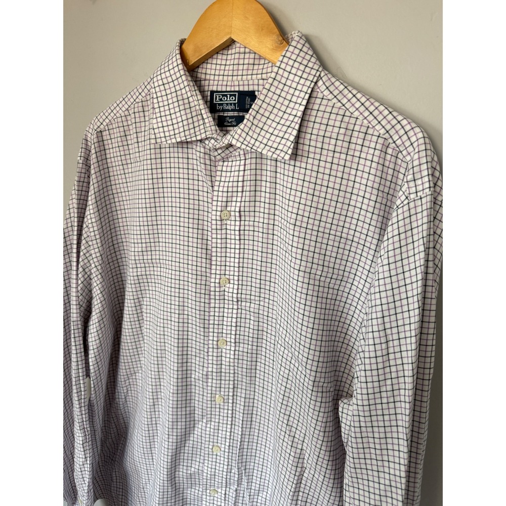 Polo Ralph Lauren Regent Classic Fit Shirt XXL White Purple Check Button Down